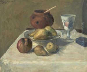 Nature Morte Aux Poires, Pommes Et Mazagran by Jean Hippolyte Marchand