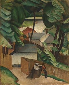 Maisons Et Paysage by Jean Hippolyte Marchand