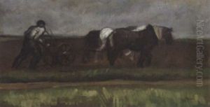 Farmer Ploughing by Jean Hippolyte Marchand