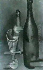 Stilleben Mit Flaschen Und Glas by Jean Hippolyte Marchand