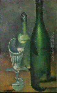 Stilleben Mit Flaschen Und Glas by Jean Hippolyte Marchand