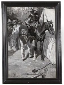 Cowboys And Vaqueros Having A Dispute by John Norval Marchand