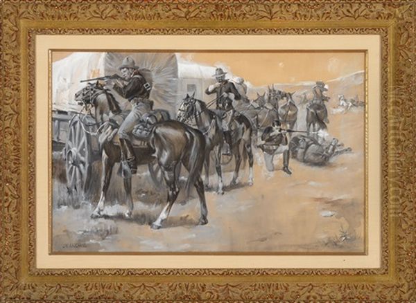 Defense Of The Wagon Train [or] Fighting Them Off - view 1