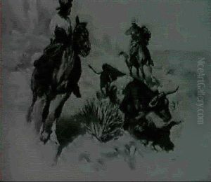 Cowboys And Steers by John Norval Marchand