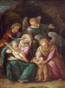 Die Heilige Familie Mit Dem Johannesknaben Und Zwei Engeln, La Sacra Famiglia Con Il Giovannino E Due Angeli by Girolamo Marchesi da Cotignola