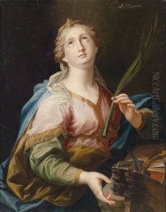 Die Heilige Katharina Mit Ihrem Attribut Und Der Martyrerpalme