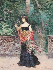 Elegante Dame Im Park by Ludovico Marchetti