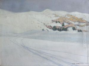 Traces De Ski Dans La Neige by Henry Bermeitinger