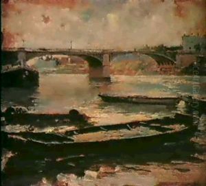 Barges On The Seine by Ludovico Marchetti