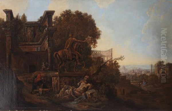 Paesaggio Con Personaggi E Roma Sullo Sfondo - view 1