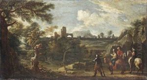 A Landscape With Horsemen And Travellers by Alessio De Marchis