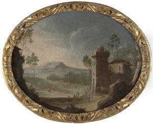 Paesaggio Con Torre Quadrangolare E Casa Diroccata; Paesaggio Con Torre, Capanna E Viandanti (2 Works) Paesaggio Con Torre Quadrangolare E Casa Diroccata; Paesaggio Con Torre, Capanna E Viandanti (2 Works)
