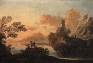 Paesaggio Costiero Con Quattro Figure Su Uno Scoglio E Torre