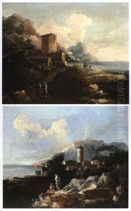 Paesaggio Costiero Con Figure, Casa Con Torre E Golfo