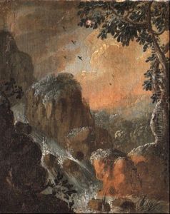 Paesaggio Con Cascata Tra Le Rocce E Albero A Destra by Alessio De Marchis