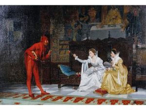 Genre Scene Of A Jester Entertaining Two Female Courtiers In An Interior