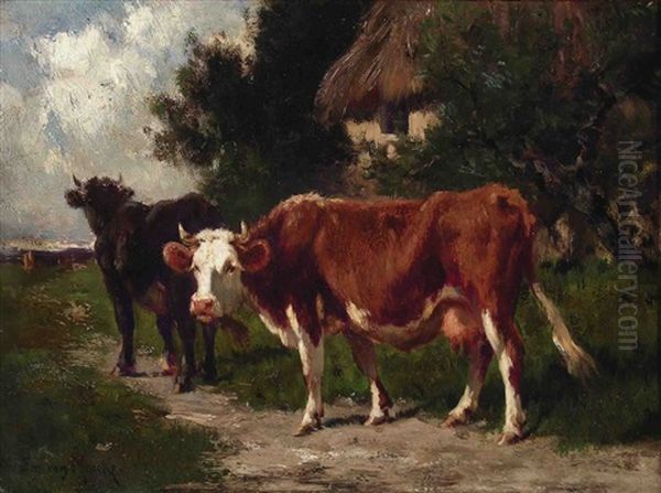 Deux Vaches Devant Une Ferme - view 1