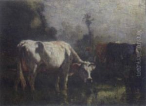 Cattle At Pasture by Emile Van Marcke De Lumman