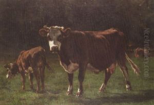 Cows In A Pasture by Emile Van Marcke De Lumman