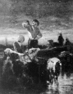 Figures And Animals By The River Figures And Animals By The River