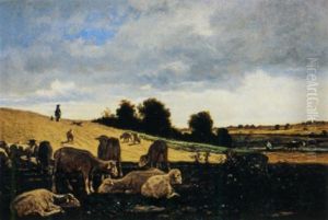 Troupeau De Moutons A L'abri Du Soleil by Emile Van Marcke De Lumman