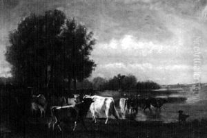 Cattle Grazing By A Marsh