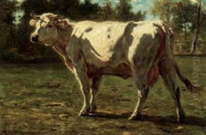 White Bull In Landscape by Emile Van Marcke De Lumman