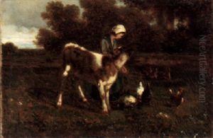 Feeding The Chickens by Emile Van Marcke De Lumman