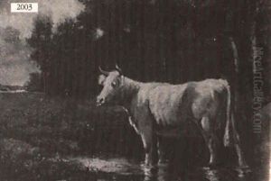 Landscape With Cow by Emile Van Marcke De Lumman