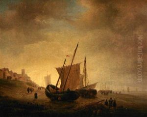 Pecheurs Sur Un Rivage by Jean Baptiste (Jules) Marcke