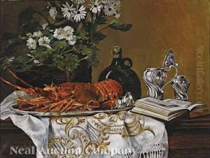 Still Life With Lobster by Marie Jaqueline Francoise van Marcke