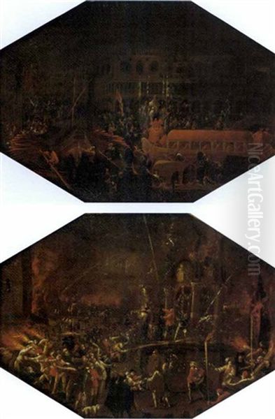 Venezia, Veduta Notturna Di Palazzo Ducale (+ Venezia, Incendio E Rissa Tra Le Calli; 2 Works) - view 1