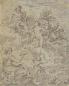 Herkules In Den Wolken Empfangt Einen Jungen Krieger by Marco Marcola