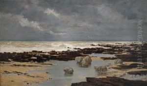La Plage A Maree Basse by Augustin Marie Paul Marcotte de Quivieres
