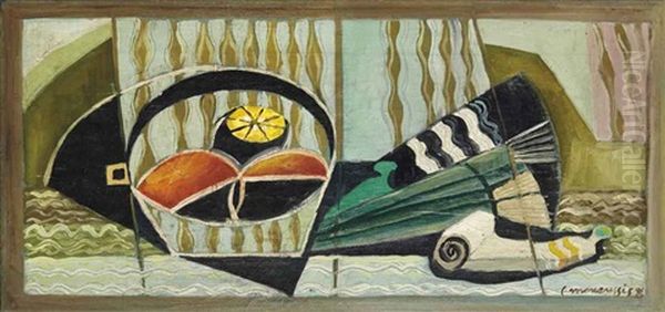 Nature Morte Au Poisson Et Coupe De Fruits - view 1