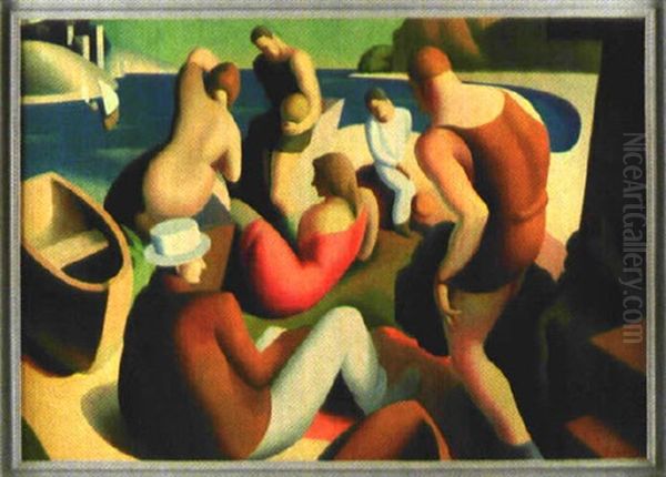 Gesellschaft, Sich Am See Erholend - view 1