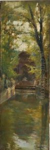 La Fontaine Au Jardin Du Luxembourg by Victor Marec