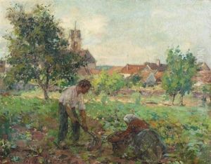 Bauernpaar Bei Der Feldarbeit Bauernpaar Bei Der Feldarbeit