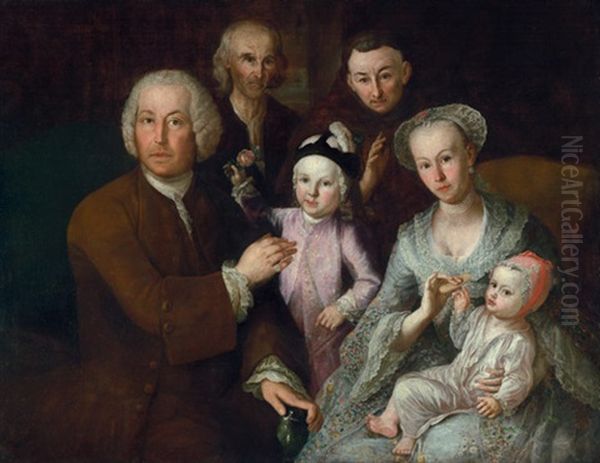 Bildnis Einer Adeligen Familie Mit Franziskanermonch - view 1