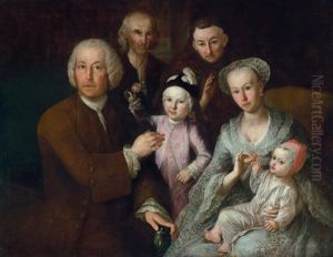 Bildnis Einer Adeligen Familie Mit Franziskanermonch by George de Marees