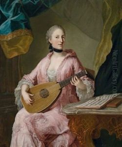Portrat Einer Eleganten Lautenspielerin