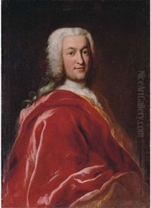 Portrait Of A Gentleman In A Red Velvet Mantle, Wearing A Wig by George de Marees