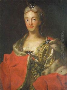 Portrat Einer Hofdame In Brokatrobe Und Hermelinumhang by George de Marees