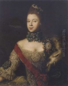 Portrait Of Queen Charlotte In Court Dress, With A Red Sash And An Ermine Lined Cloak