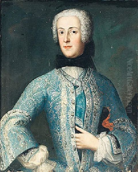 Portrait Of Kurfurstin Maria Amalie Von Bayern, Wearing A Blue Costume With Black Bowtie - view 1