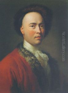 A Self-portrait In A Fur-trimmed Red Gown, A White Shirt And A Fur Cap by George de Marees