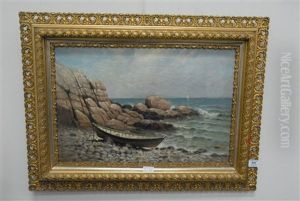 Rowboat Tied On Shore (maine Coast) by Gilbert Tucker Margeson