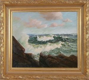 Seascape With Crashing Waves by Gilbert Tucker Margeson