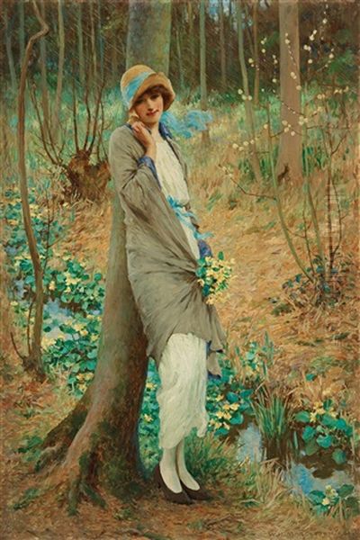 Woman In A Spring Landscape - view 1