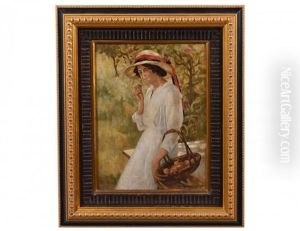 Woman With Basket Of Fruit by William Henry Margetson